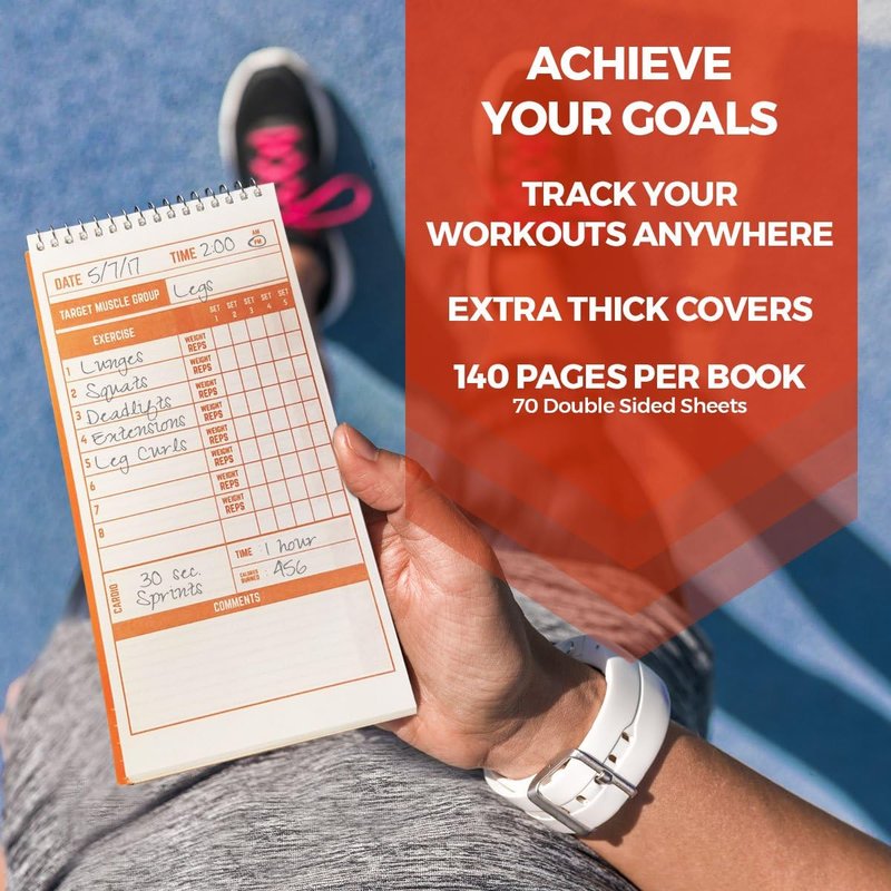 Fitness Journal - Workout Log & Exercise Planner for Bodybuilding | 4 x 8 Inches, 140 Pages (Pack of 3)