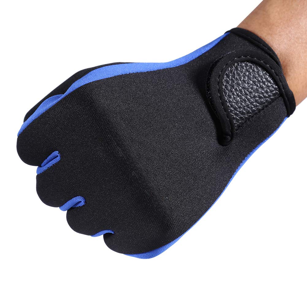 Diving Gloves Neoprene Wetsuits Five Finger Gloves Non Skid Flexible Thermal Material for Snorkeling Swimming Surfing Sailing Kayaking Diving (L Blue)