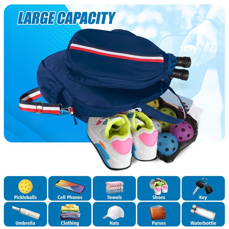 VALUEQLO Tennis Bag for Women with Shoe Compartment & Dry Wet Pocket, Gym Tote Bag Holds 2-3 Pickleball Paddles, Water Resistant Adjustable Strap Sports Bag Duffle Bag for Tennis, Pickleball, Travel