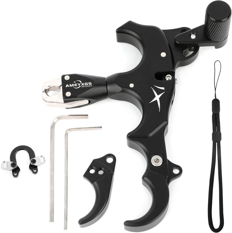 Archery Bow Release Aid - 360° Rotating Thumb Release for Left/Right Handed | Adjustable 3/4 Fingers