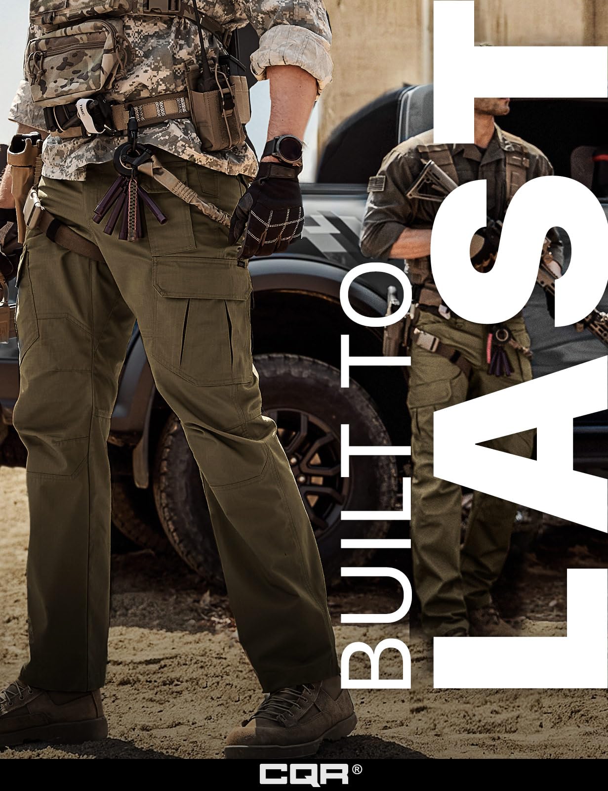 CQR Men's Tactical Pants, Water Resistant Ripstop Cargo Pants, Lightweight EDC Work Hiking Pants, Outdoor Apparel, Raider Mag Soil Green, 38W x 34L