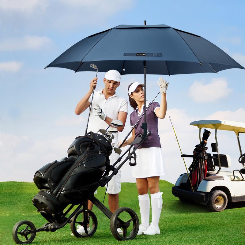 ZOMAKE Golf Umbrella Windproof, Extra Large Oversized Heavy Duty Double Canopy for Rain, Sports Games & Push Cart(80inch,Royal Blue)
