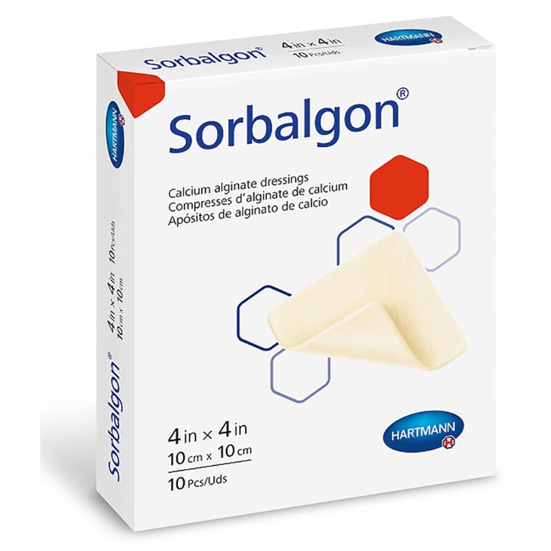Sorbalgon Calcium Alginate Dressing, 4" Length, 4" Width - 10 Pcs
