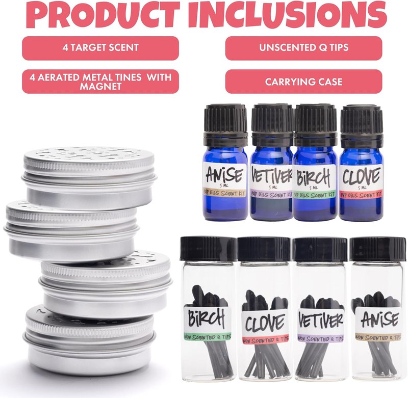 Pup Scent Work Starter Kit | Dog Scent Training with Essential Oils - Anise, Birch, Clove & Vetiver Flavors | Portable Aid Kit