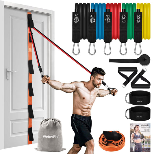 WeluvFit Door Anchor Strap for Resistance Bands Exercises, 10 Point Anchor Gym Attachment for Home Fitness, Portable Workout Equipment for Bench Press, Deadlift, Smith Barbell Squat, Easy to Install