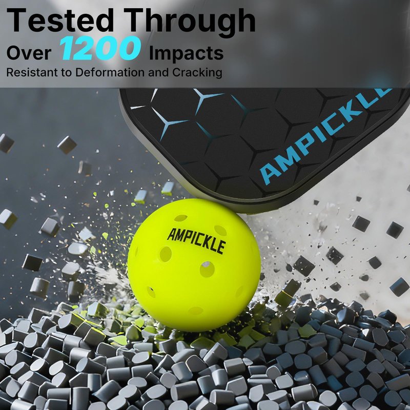 AMPICKLE Pickleball Balls，Withstands up to 1000 impacts， Crack-Resistant，40 Holes Outdoor Pickle Balls Set USAPA Official Standard，Pickle Ball for Tournament Play，3 Pack/6 Pack/12 Pack (6 Count)