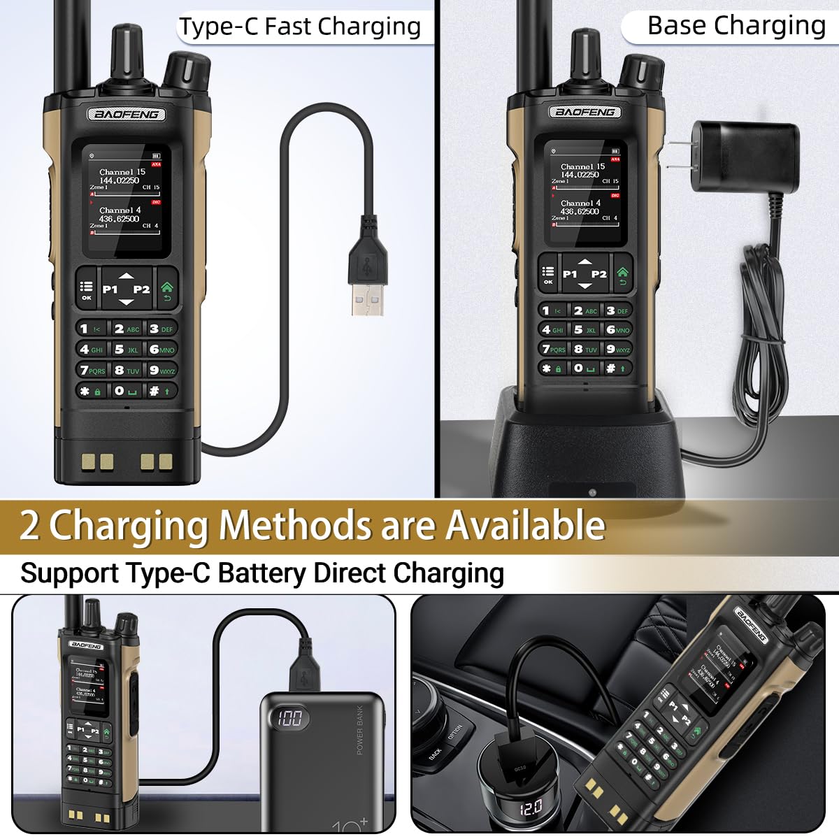 Baofeng DM32 DMR Radio 10W Ham Radio Handheld Rechargeable Walkie Talkies Long Range DM32UV Two Way Radio NOAA Weather Radio with GPS, Copy Frequency 2500mAh Battery USB-C Charging with Radio Holster