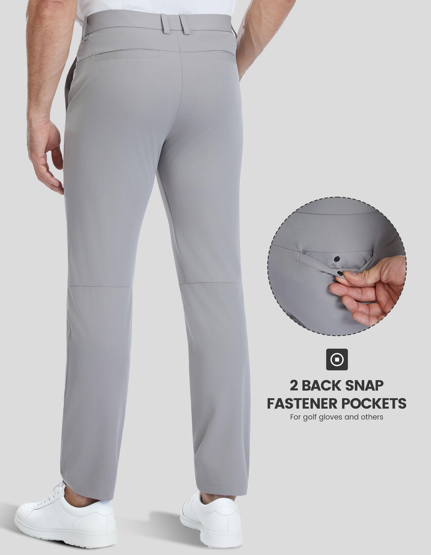 BLUE CHILL Mens Golf Pants Quick Dry with Pockets Light Grey 32W30L