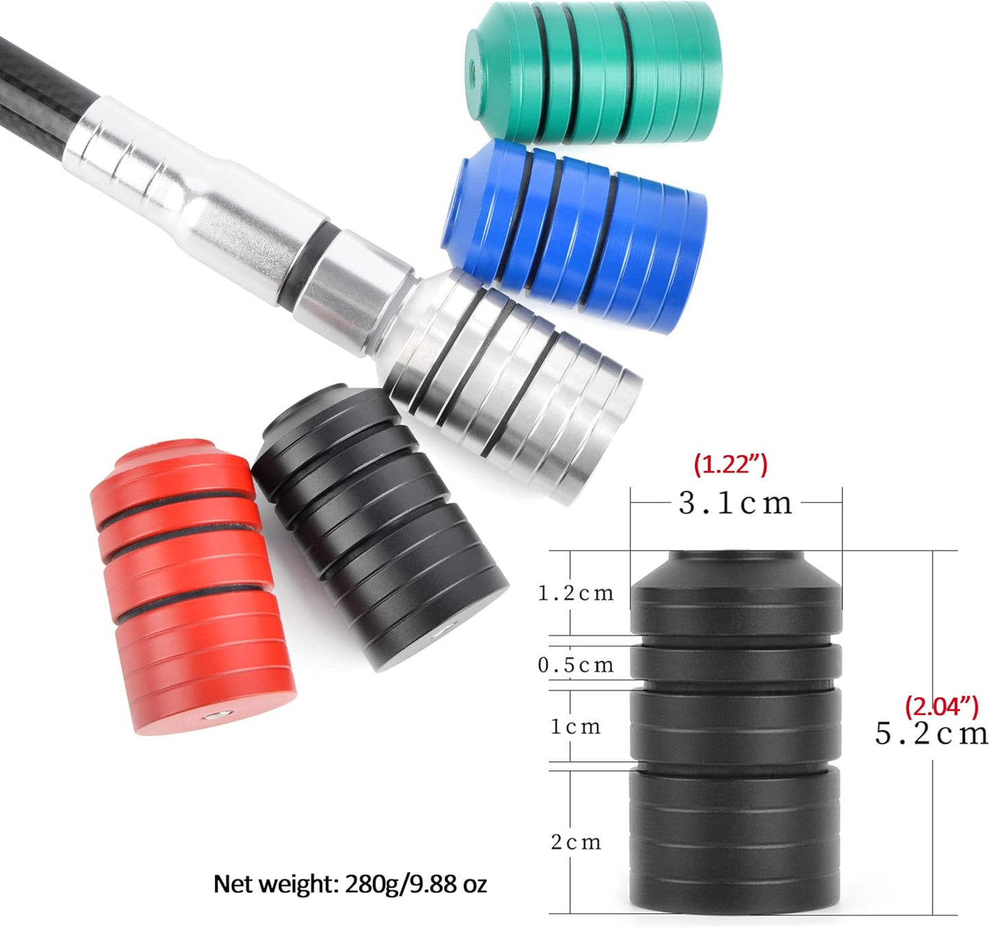 Archery Bow Stabilizer Weight Kit - Detachable Counterweights for Compound & Recurve Bows | Balance Bar