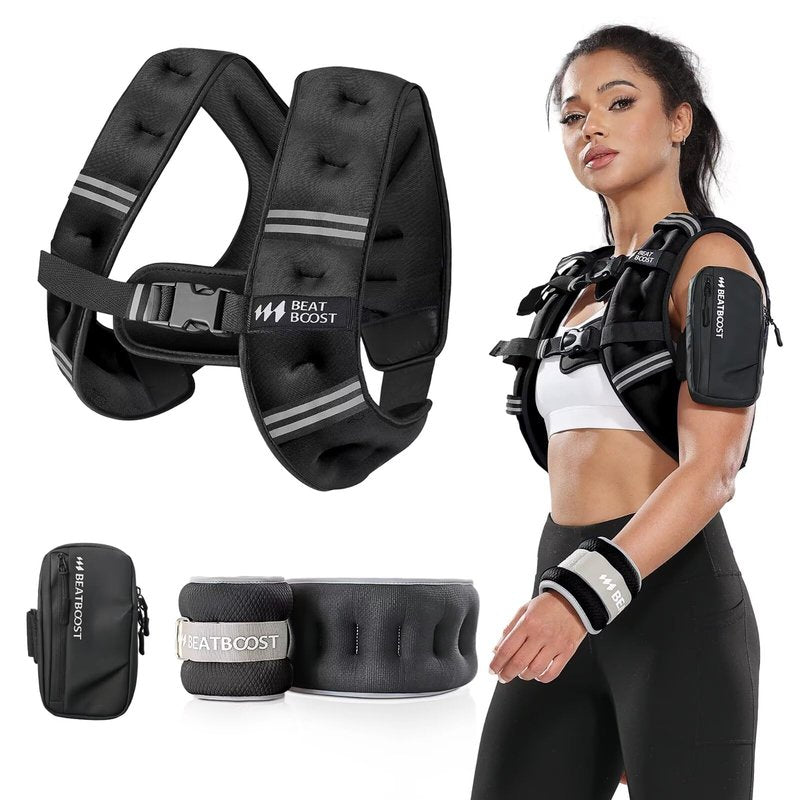 BeatBoost Weighted Vest Woman with Wrist Ankle Weights 5 lb Weight Vest with Ironsand for Walking Strength Training Running Workout