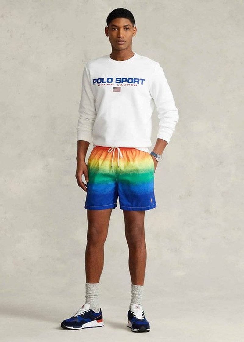 POLO RALPH LAUREN Men's Traveler Classic Swim Trunk (Rainbow, L)