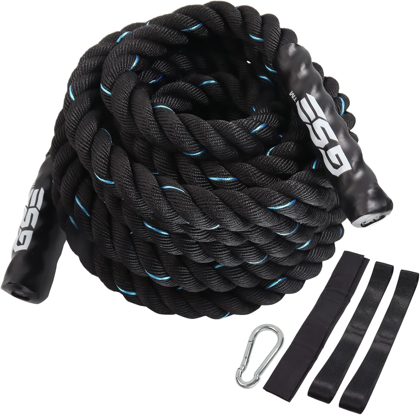 Gym Battle Rope - Heavy-Duty Exercise Rope for Strength Training | Indoor & Outdoor Workouts - 30, 40, 50 Feet Lengths