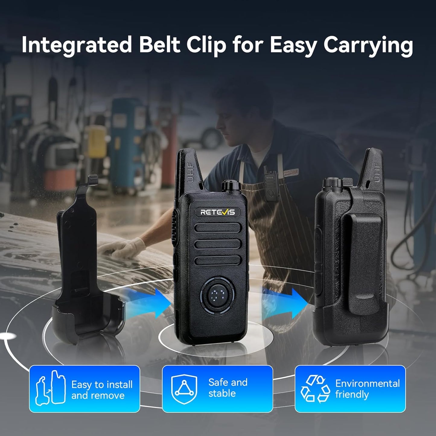 Retevis RT22S Rechargeable Long Range Walkie Talkies - 2 Way Radios with Earpiece & Mic Set | 6 Pack with Multi Gang Charger
