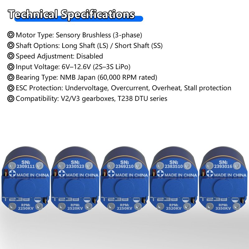 T238-QRBLS480 Airsoft Brushless Motor High Thermal Efficiency High Torque & Speed AEG Brushless Motor for Airsoft