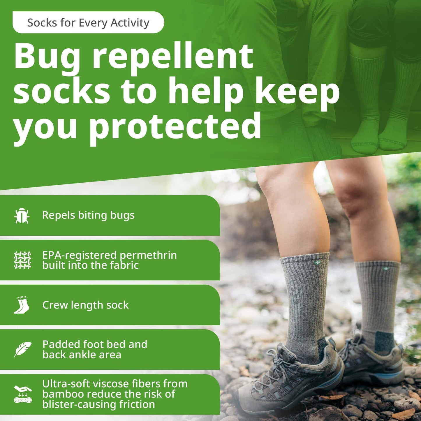 Insect Shield Lightweight Hiking Socks With Permethrin Bug Repellant - Protective Clothing for Men & Women, Khaki, Medium