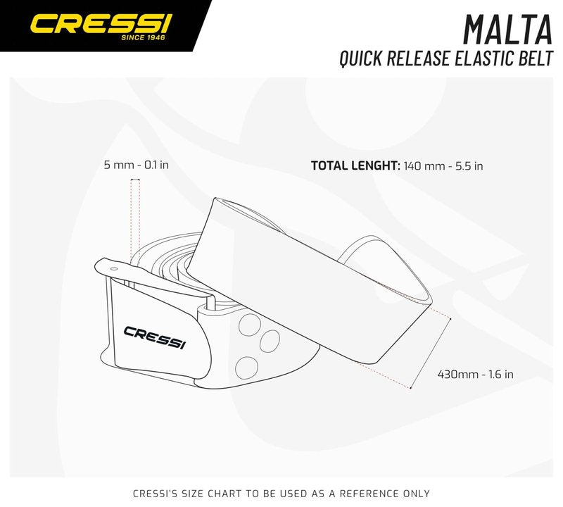 Cressi Malta Quick-Release Elastic Belt w/Metal Buckle Elastic Belts, Yellow