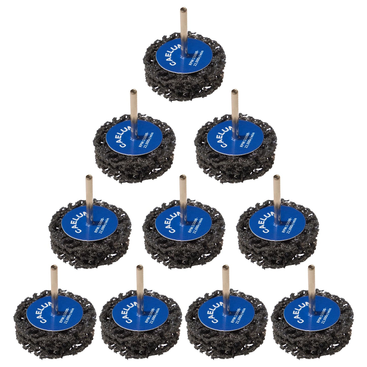 CAELUM 10 Pack 1.5" Strip Discs, Rust Removal Wheels for 1/8" Shank Rotary Tools, High Speed Grinding Discs for Paint, Oxide, Weld Cleanup, Scale Removal, Metal, Wood & Auto Repair