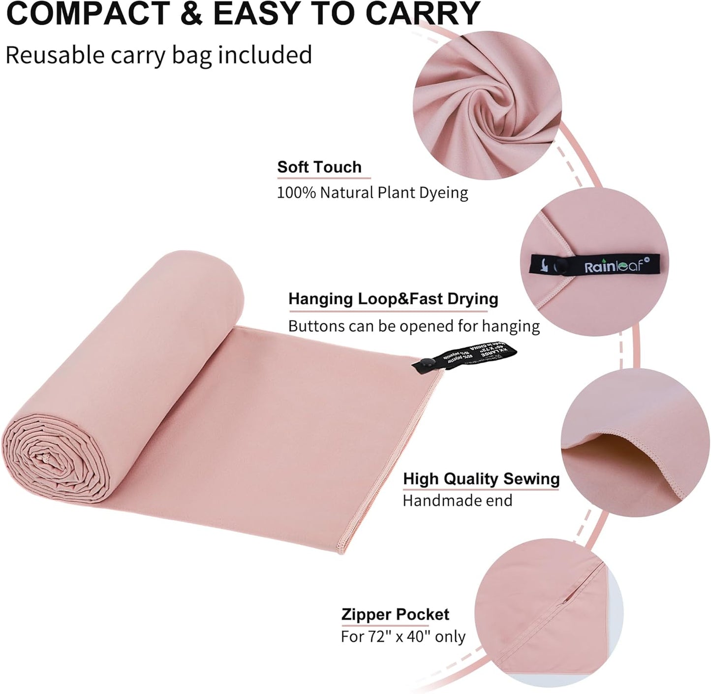 Microfiber Travel Towel - Quick Dry, Super Absorbent & Lightweight | Perfect for Gym, Camping & Beach Trips