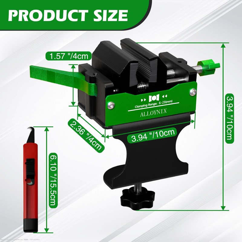 ALLOYNIX Golf Club Regripping Kit, No-Drill Vise Clamp with Rubber Protection, Quick Release, 6-28mm Shaft Compatibility