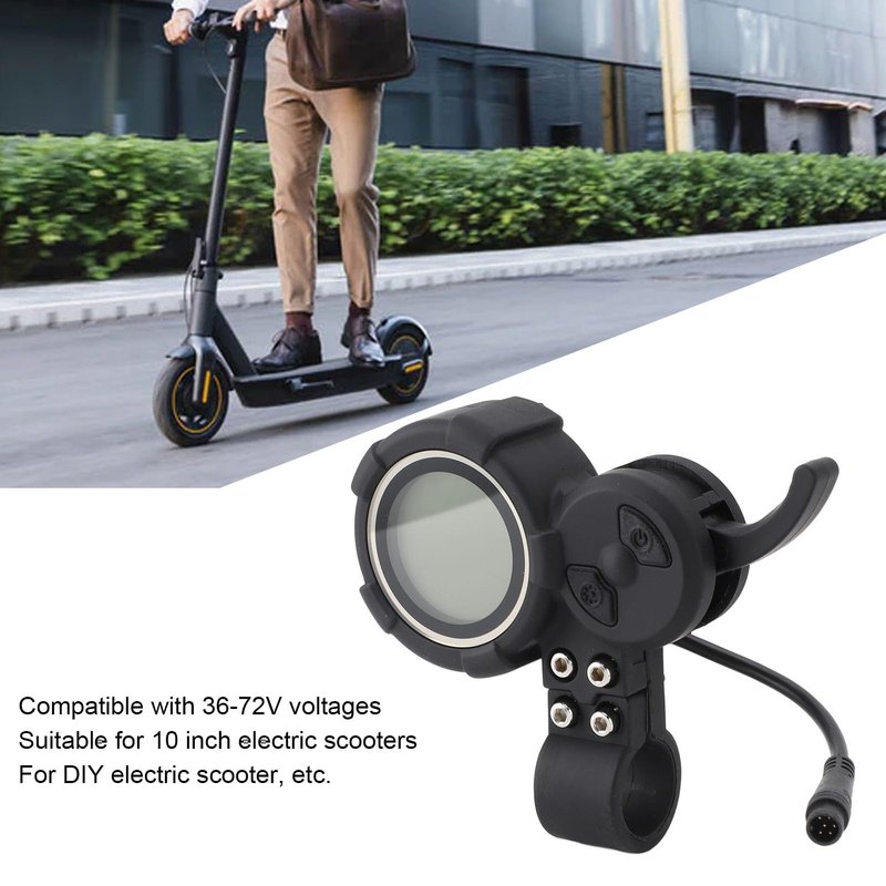 Electric LCD Display Meter for 10 Inch Scooter, 36?72V LCD Display Control Panel with 6 Pin Plug, Electric Display Meter Conversion Kit