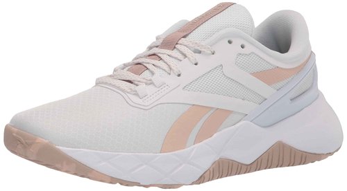 Reebok Women's Nanoflex Cross Trainer, White/Soft Ecru/Rose Gold, 5.5