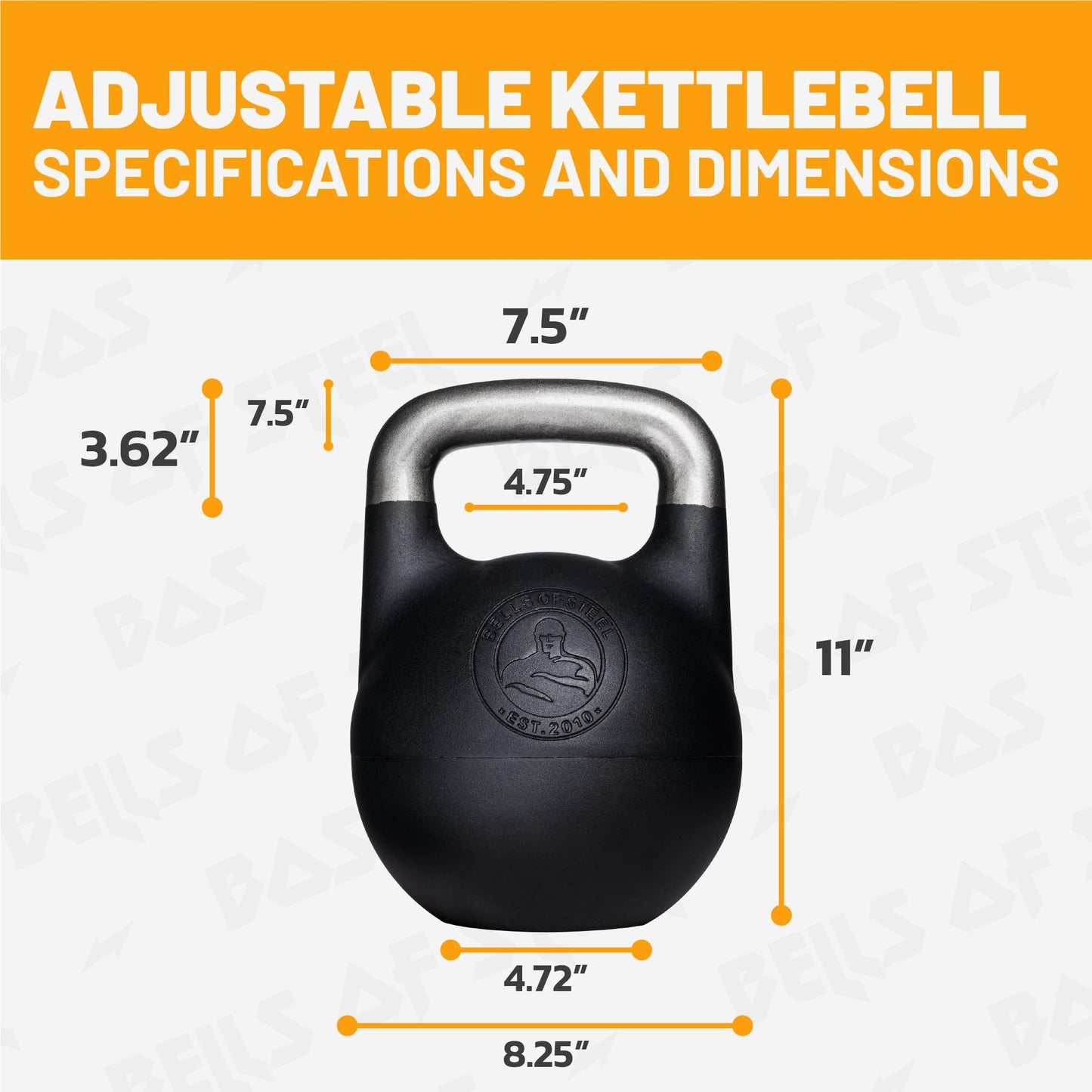 Adjustable Kettlebell Set [Bells of Steel] Kettle Bell Weight Set, Steel Shell, Internally-Loaded for Full Body Workouts, Competition Standard 35mm Handle