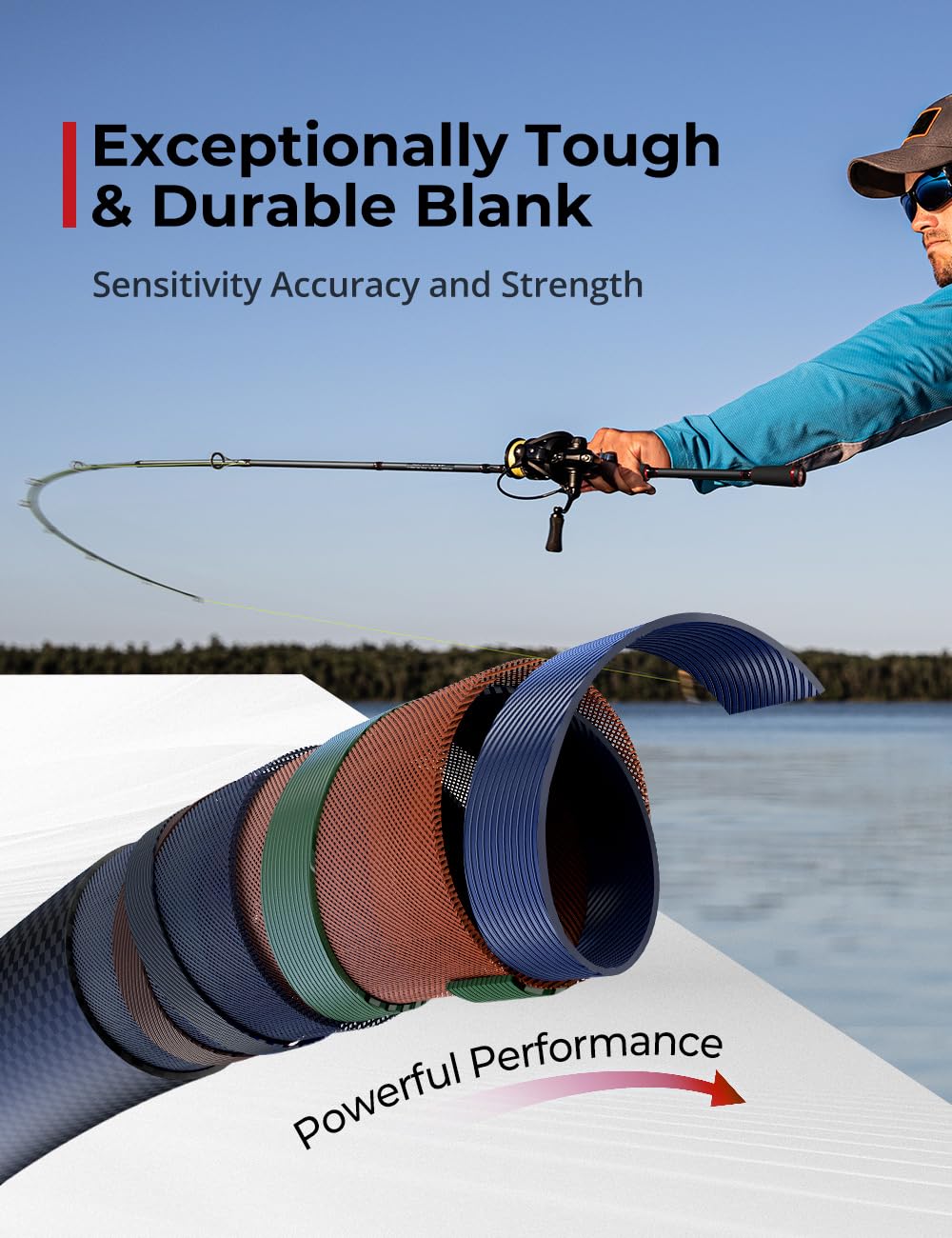 Piscifun Torrent Spinning Rod Portable Two Piece Casting Rod Durable Lightweight Sensitive Baitcasting Fishing Rod (6'6",M-F)
