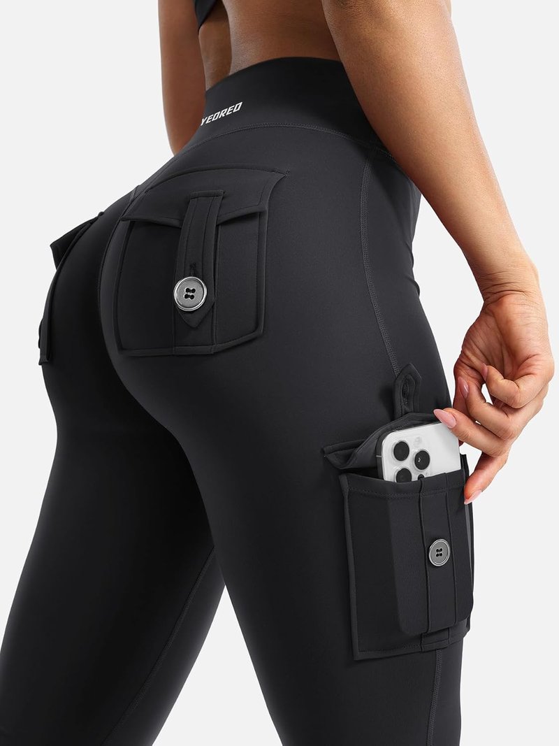 CoreFlex Women's Workout Flare Leggings - High Waisted, Hidden Pockets, No Front Seam | Cargo Gym Yoga Pants