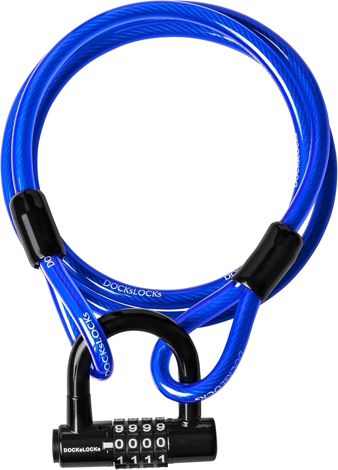 DocksLocks Security Cable Lock Set - Keyless Anti-Theft U-Lock for Bikes & Equipment | Weatherproof, 5ft to 25ft Length