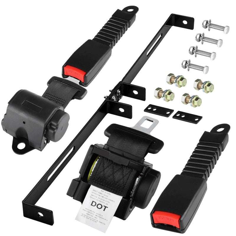 Retractable 61" DOT Golf Cart Seat Belts Kit Street Legal Universal for All Users Compatible for EZGO TXT Yamaha Club Car Golf Carts(NOT FIT 2 Passenger Club Car Precedent Yamaha G29 Drive EZGO RXV)