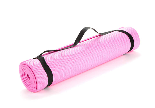 Mind Reader All Purpose Extra Thick Yoga Mat Fitness & Exercise Mats with Carrying Strap, High Density Anti-Tear, Pink