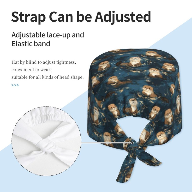 Significant Otter Working Cap, Scrub Cap with Sweatband, Adjustable Tie Back Hat Breathable Headgear for Women/Men