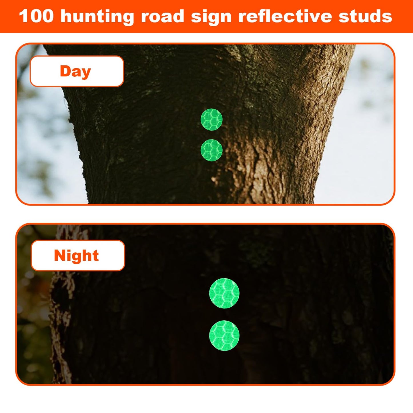 Lyreh 100pcs Reflective Tacks for Trail Marking, 2 Styles High Visibility Glow Tacks Marking Pegs Reflective Trail Markers for Hunting Hiking Tree Stand Camping