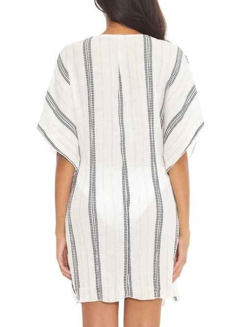 BECCA Women's Standard Radiance Woven Tunic, Plunge V-Neck, Casual, Beach Cover Ups, White (A), X-Small-Small