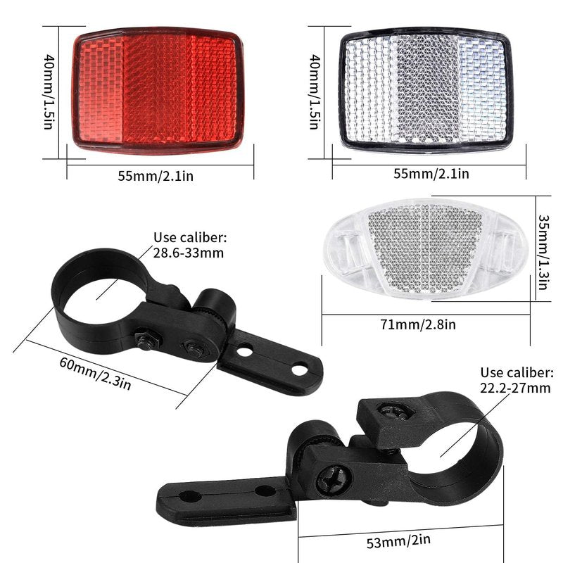 Xujinsongg 8 Pcs Bike Front and Rear Reflectors Kit, Bicycle Wheel Spoke Reflectors Kit, Bike Cycling Safety Warning Reflectors for Handlebar Seatpost, Bike Road Safety Reflection Kit, Red and White