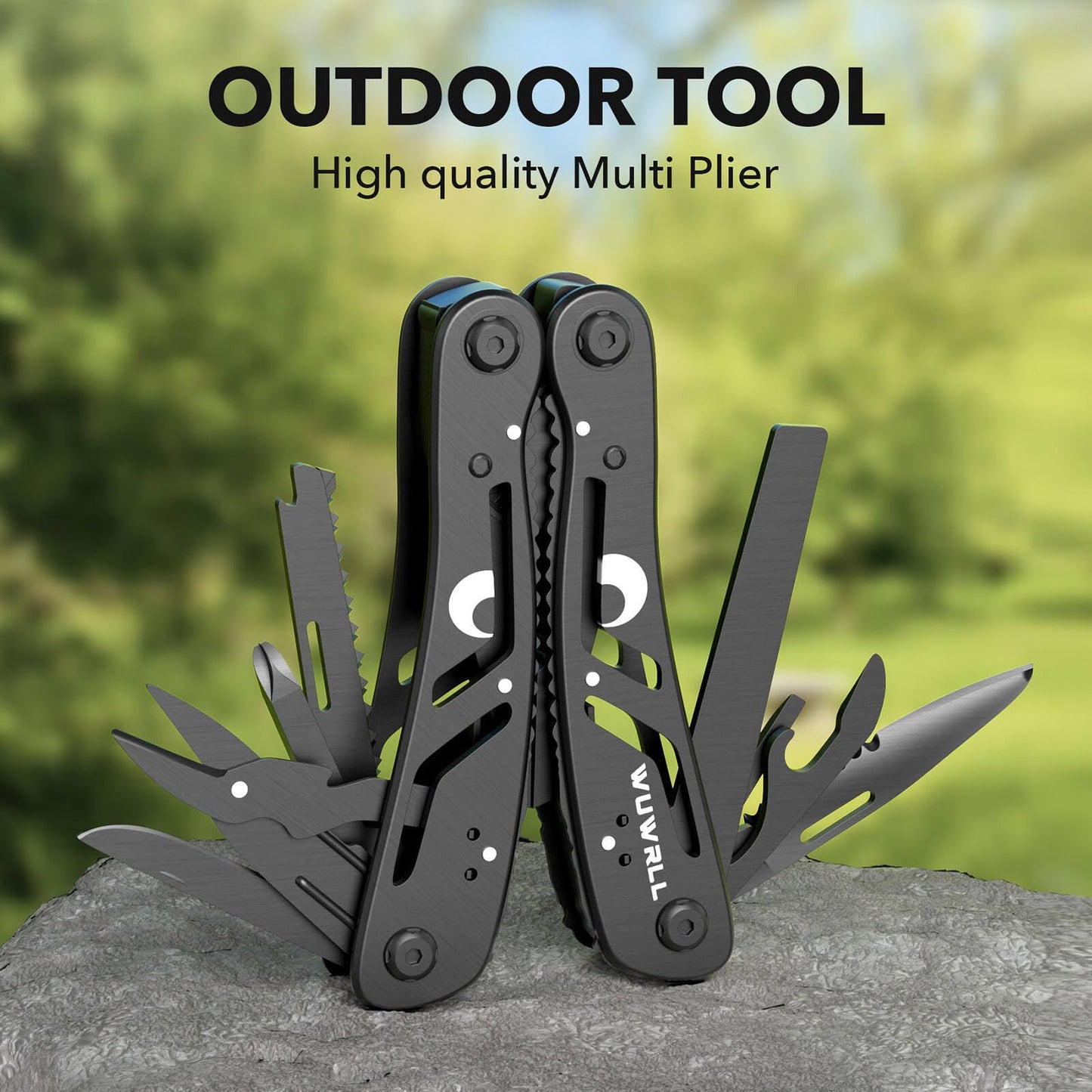 26-in-1 Multitool，Professional Stainless Steel Multi Tools ，Multitool Pliers Pliers Pocket Knife with Heavy Duty Pliers Screwdriver Sleeve, Replaceable Bits Multitools for Outdoor, (black)