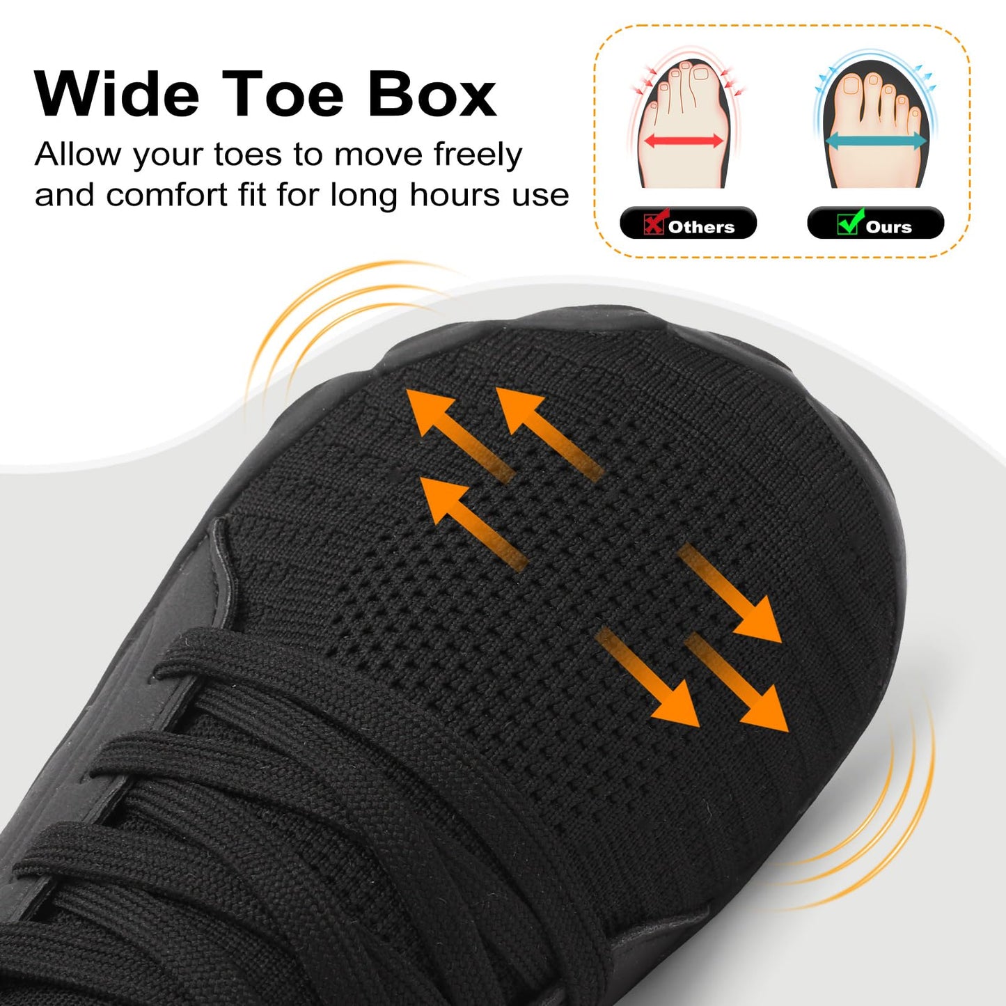relxfeet Barefoot Shoes Women Wide Toe Box Zero Drop Slip On Minimalist Sneakers Lightweight Flexible Non Slip Rubber Sole for Trail Running Walking Gym Workout Hiking Weightlifting Yoga (Black,40)