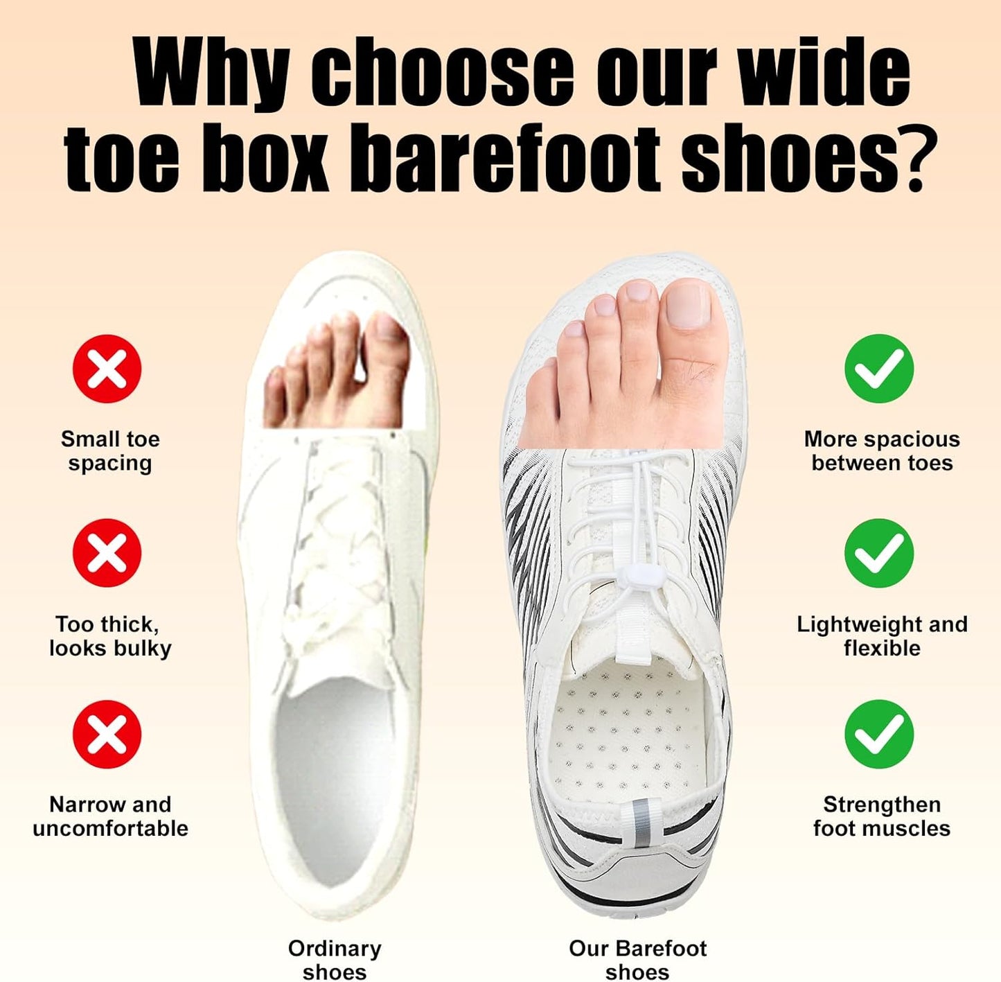 Barefoot Hike Shoes for Men & Women - Breathable Non-Slip Athletic Footwear | Wide Toe Water Shoes for Walking, Running & Swimming