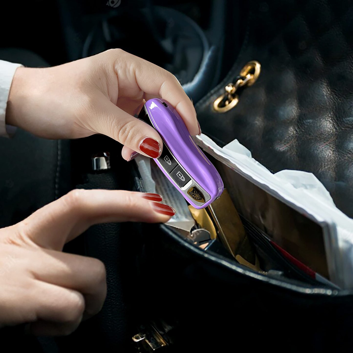 Rechargeable Stun Guns Self-Defense with LED Flashlight,Rechargeable Stun Gun for Woman (Purple)