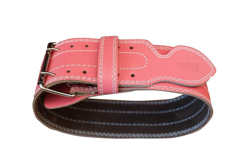 Weight Power Lifting Belt 4” Wide Cobra Grips Best Premium Genuine Leather Belt For Men & Women Adjustable Weightlifting Back Support (Pink, Small 27"-35")