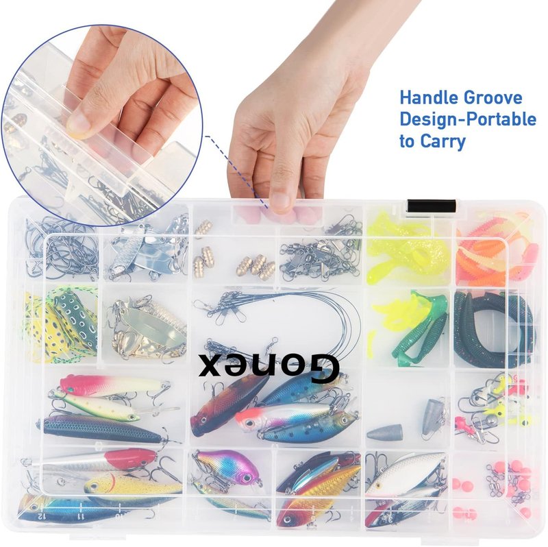 Fishing Tackle Box Organizer - 3600/3700 Adjustable Dividers - Clear Plastic Storage for Lures, Hooks, Jewelry | 3 or 4 Packs