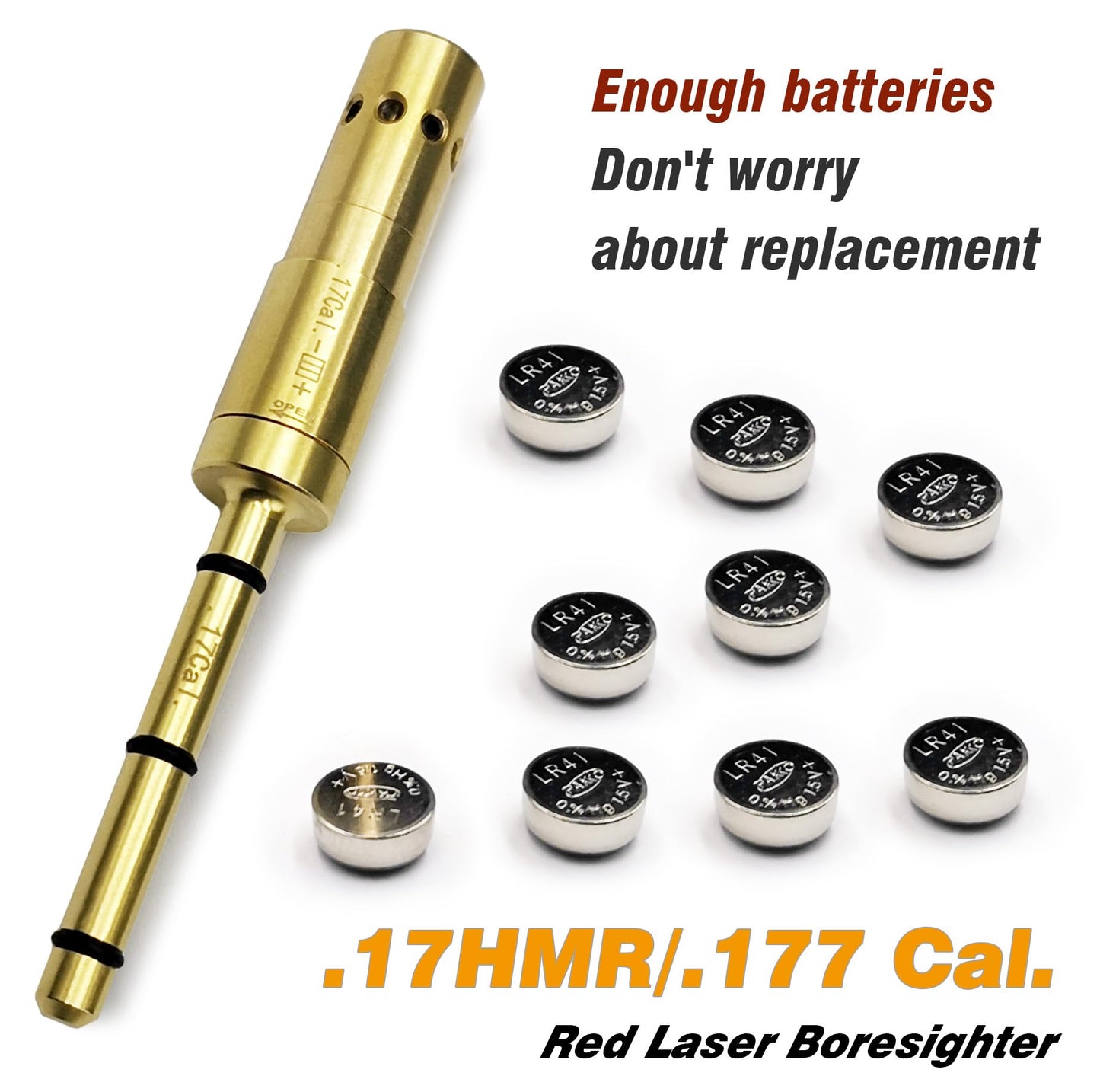 BOOLIT EYE 17HMR/.177 Cal Special Laser Boresighter End Barrel Laser Bore Sight Accurately and Easy to Fit Revolvers Pistols Rifle and Air Guns(17HMR/.177CAL)