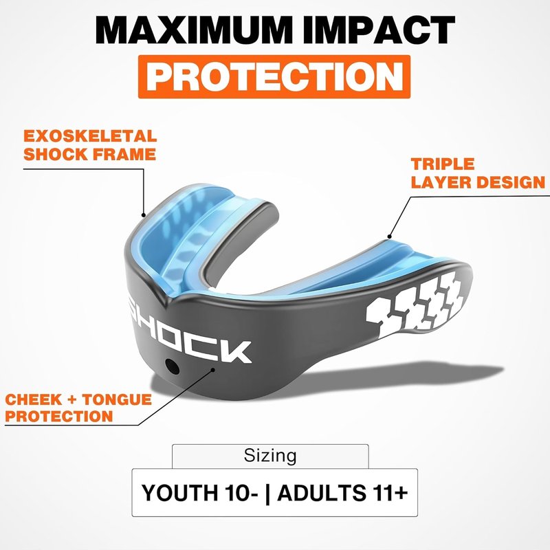 Shock Doctor Mouth Guard - Heavy Duty Sports Protection for Hockey, Lacrosse, Baseball & Wrestling | Custom Fit, Adult & Youth Sizes