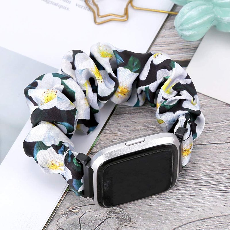 ShuYo 10 PACK Scrunchie Bands Compatible with Fitbit Versa/Versa 2/Versa Lite Special Edition Women Girl Elastic Stretch Fabric Strap Pattern Printed Scrunchy Replacement Bracelet Wristband(23mm L)