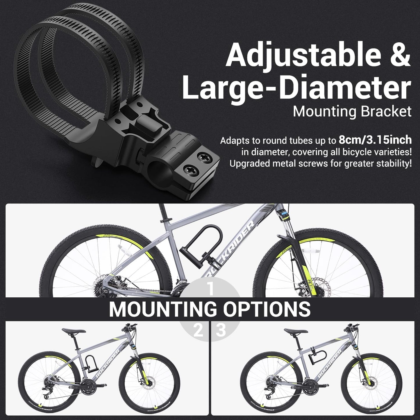 Sportneer Bike U Lock - Heavy Duty 18mm Shackle with 6ft Security Cable | Fits Road, Mountain & Electric Bikes, 9.85''x6.3''