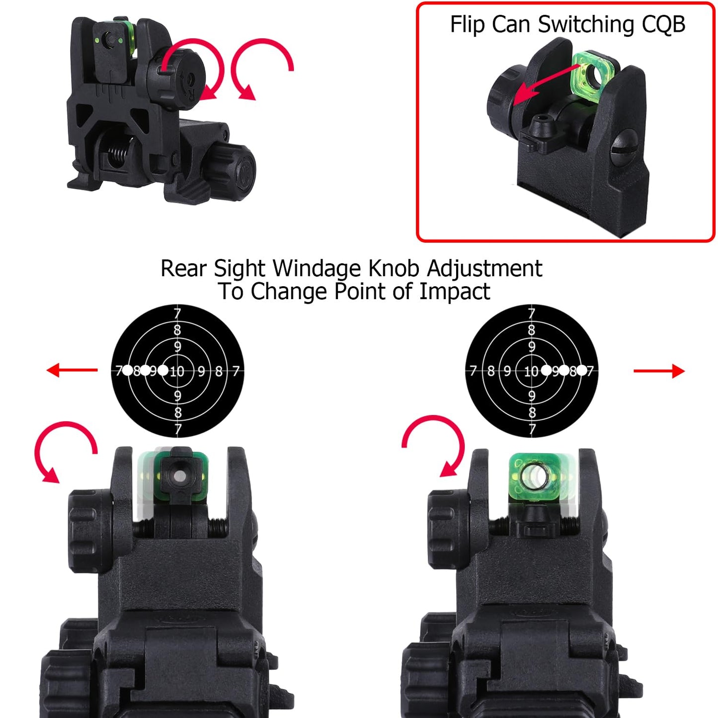 Fiber Optic Sights,Flip Up Front and Rear Backup Sights