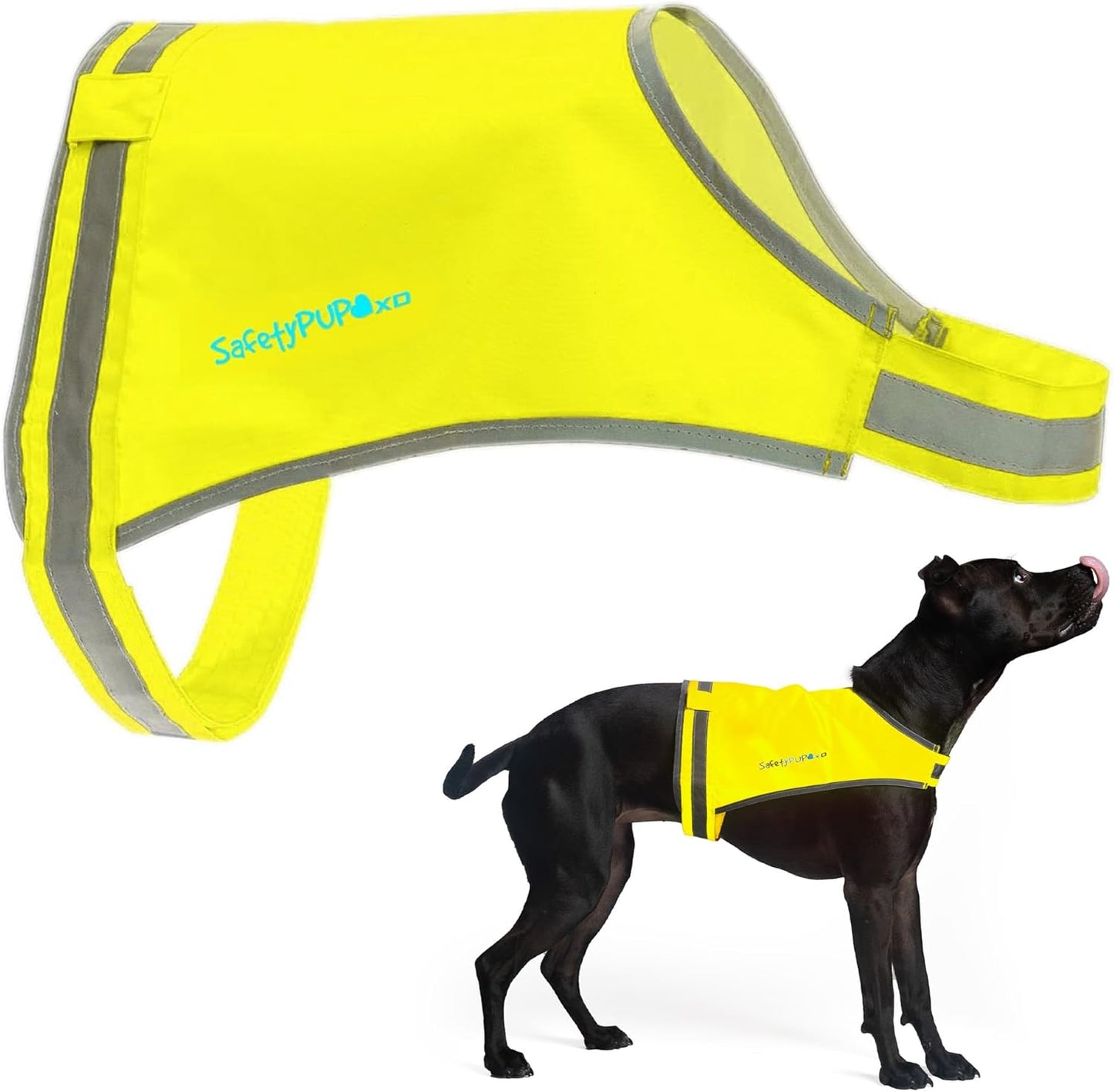SafetyPUP Dog Vest - Reflective Hi-Visibility Fluorescent Yellow for Safety | Mid Back Coverage