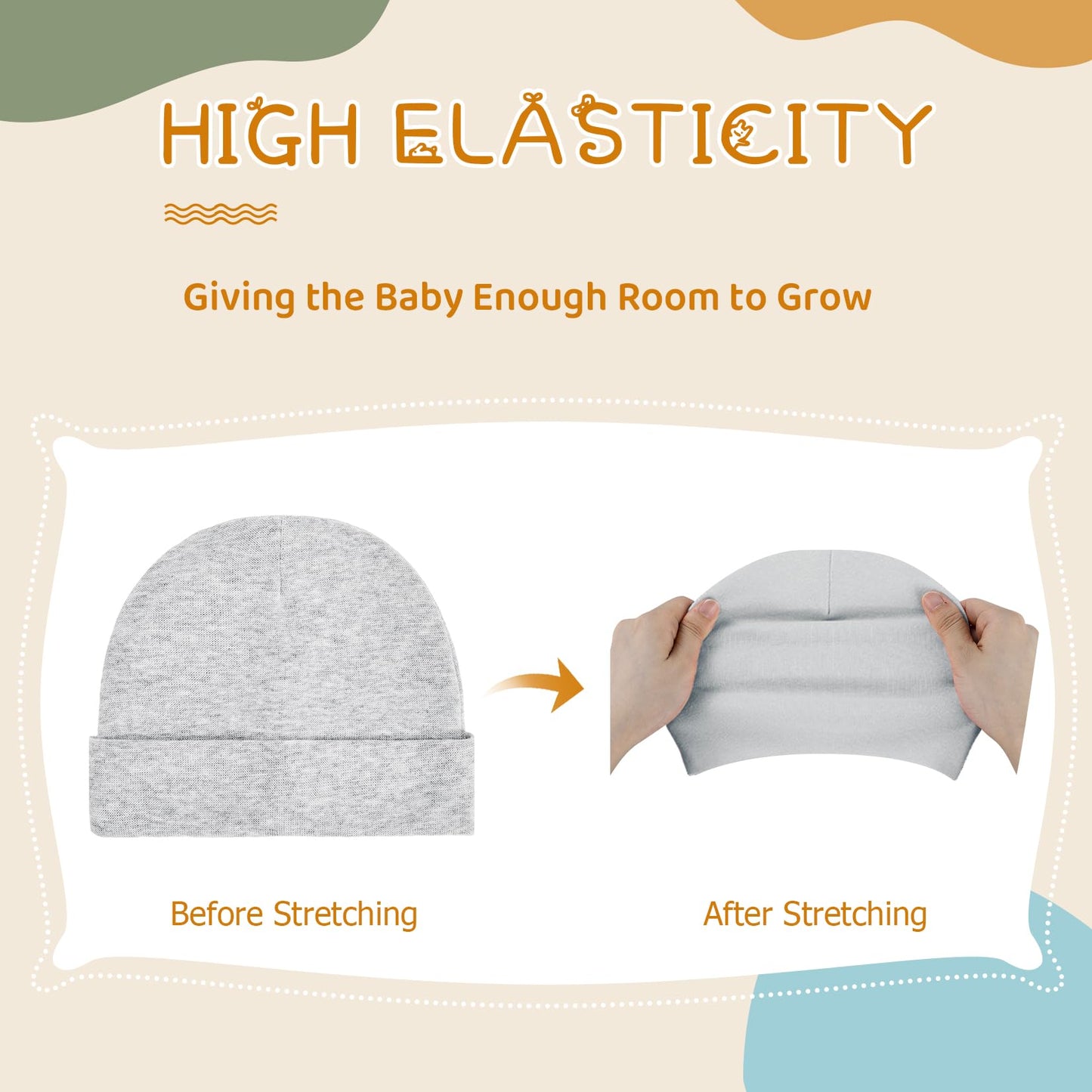 Century Star Cotton Newborn Baby Beanie Hats and Mittens Set Infant Hats for Baby Boy Girl Hats 0-6 Months for Halloween 1Pc White 0-6 Months