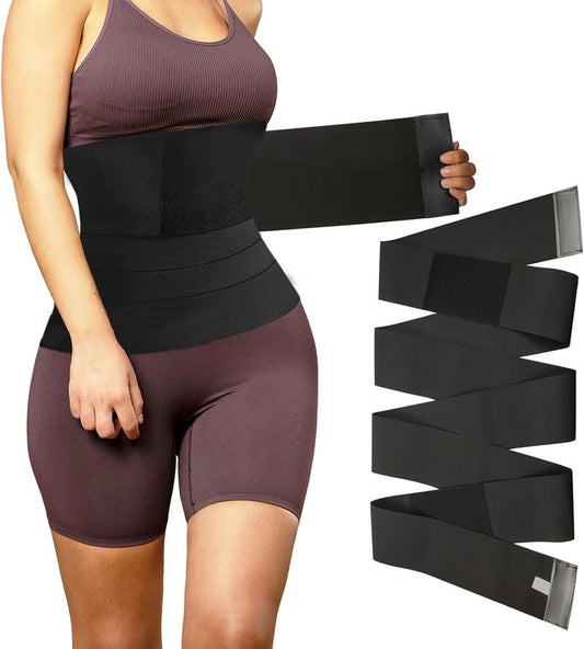 Waist Trainer for Women - Postpartum Belly Wrap for Tummy Control | Black Bandage Design