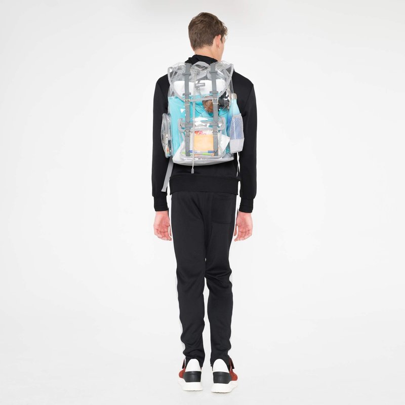 SMARTY Heavy Duty Clear Backpack V2 Durable Transparent See Through Bag (Gray, Large Rucksack)